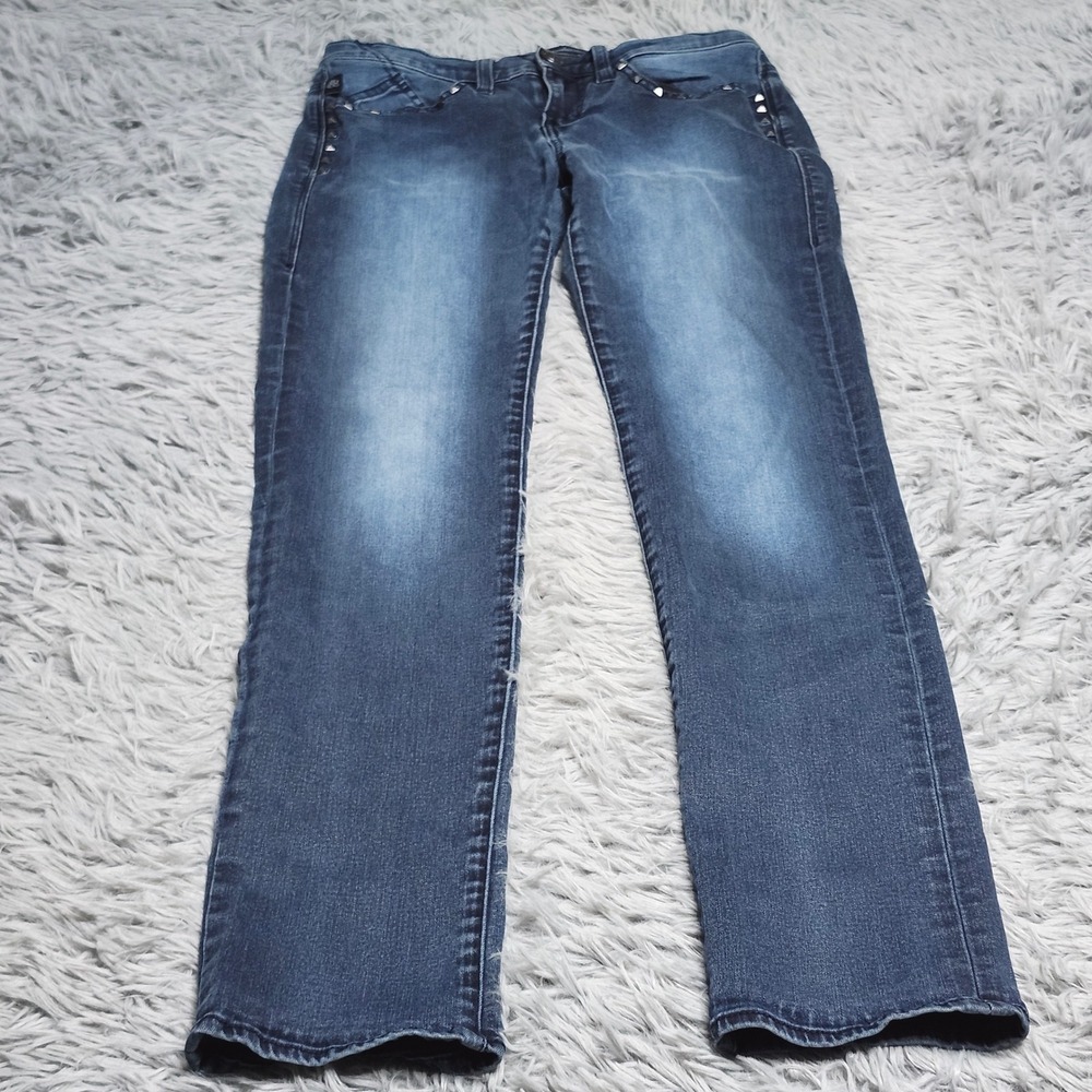 Rock & Republic Skinny Jeans Womens Size 6 6M Berlin Blue Denim Studded Low Rise